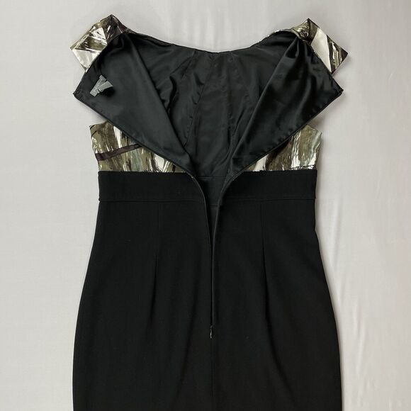 Ann Taylor Sheath Dress Size 8 Empire Waistline Camouflage Pleated Dark Academia - Picture 5 of 16